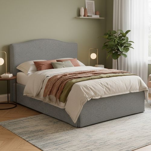 Letto Matrimoniale Grigio Cenere Sfoderabile Contenitore, Dimensione Materasso 160x200 cm - Orgiano