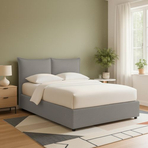 Letto Matrimoniale Grigio Cenere Sfoderabile Contenitore, Dimensione Materasso 160x200 cm - Orino