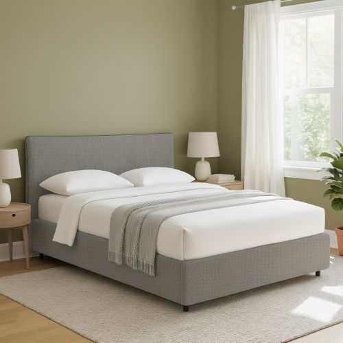 Letto Matrimoniale Grigio Cenere Sfoderabile Contenitore, Dimensione Materasso 160x200 cm - Peia