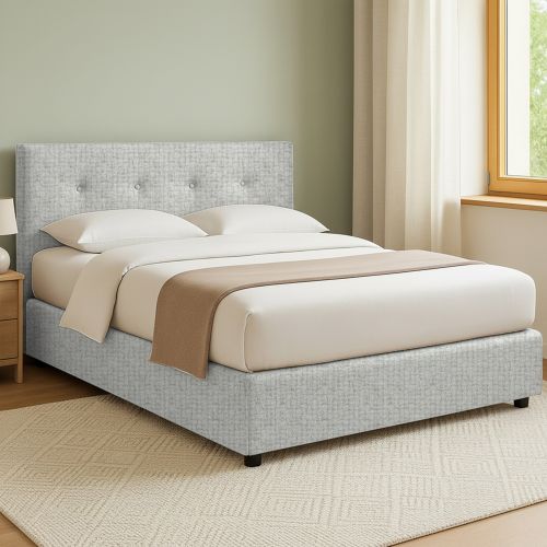 Letto Matrimoniale Grigio Chiaro Sfoderabile Contenitore, Dimensione Materasso 160x190 cm - Colere