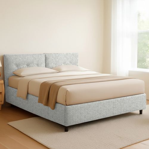 Letto Matrimoniale Grigio Chiaro Sfoderabile Contenitore, Dimensione Materasso 160x190 cm - Levice