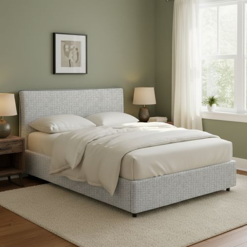 Letto Matrimoniale Grigio Chiaro Sfoderabile Contenitore, Dimensione Materasso 160x190 cm - Soliera