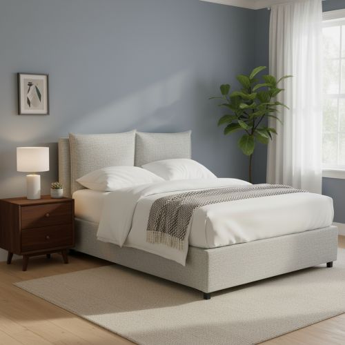 Letto Matrimoniale Grigio Chiaro Sfoderabile Contenitore, Dimensione Materasso 160x200 cm - Davoli