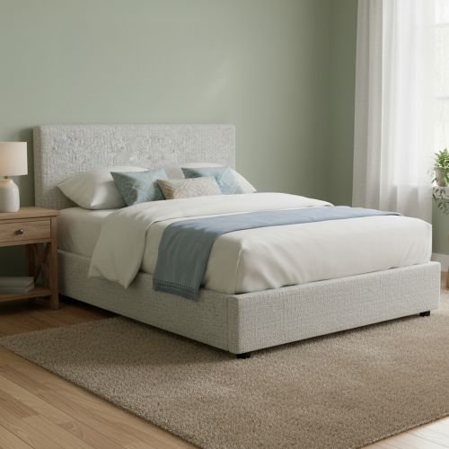 Letto Matrimoniale Grigio Chiaro Sfoderabile Contenitore, Dimensione Materasso 160x200 cm - Frinco
