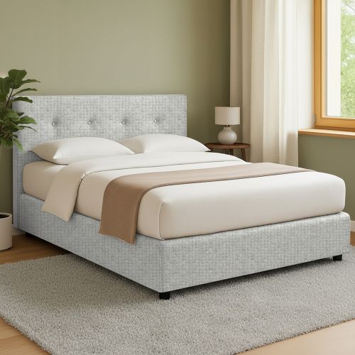 Letto Matrimoniale Grigio Chiaro Sfoderabile Contenitore, Dimensione Materasso 160x200 cm - Melilli
