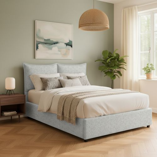 Letto Matrimoniale Grigio Chiaro Sfoderabile Contenitore, Dimensione Materasso 160x200 cm - Orino