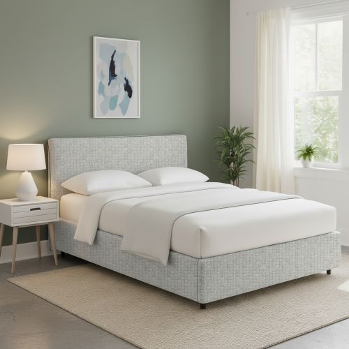 Letto Matrimoniale Grigio Chiaro Sfoderabile Contenitore, Dimensione Materasso 160x200 cm - Peia