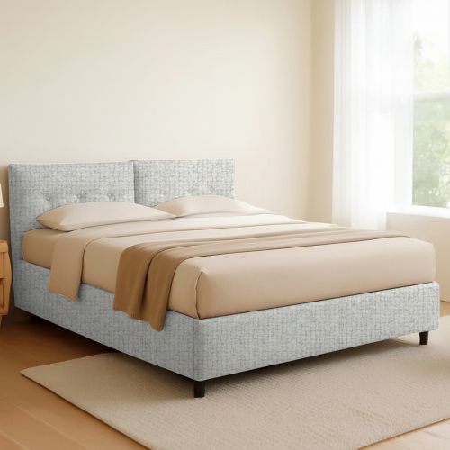 Letto Matrimoniale Grigio Chiaro Sfoderabile Contenitore, Dimensione Materasso 160x200 cm - Rozzone