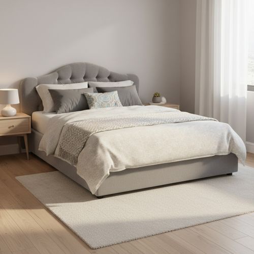 Letto Matrimoniale Grigio Materasso Incluso Sfoderabile, Contenitore Made in Italy - Alfer