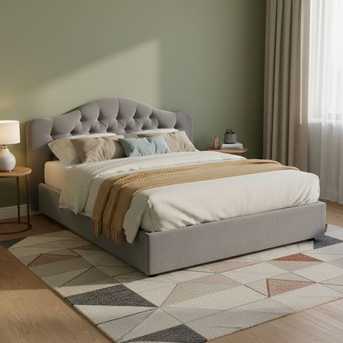 Letto Matrimoniale Grigio Materasso Incluso Sfoderabile, Contenitore Made in Italy - Allik