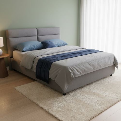 Letto Matrimoniale Grigio Materasso Incluso Sfoderabile, Contenitore Made in Italy - Annus