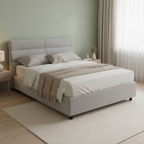 Letto Matrimoniale Grigio Materasso Incluso Sfoderabile, Contenitore Made in Italy - Bedero