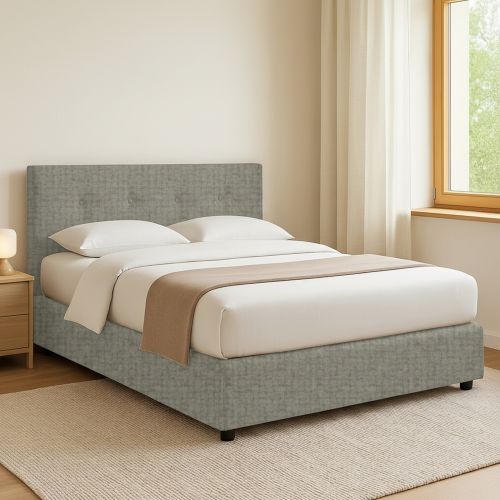 Letto Matrimoniale Grigio Sabbia Sfoderabile Contenitore, Dimensione Materasso 160x190 cm Made in Italy - Colere