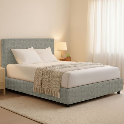 Letto Matrimoniale Grigio Sabbia Sfoderabile Contenitore, Dimensione Materasso 160x190 cm Made in Italy - Fasanella