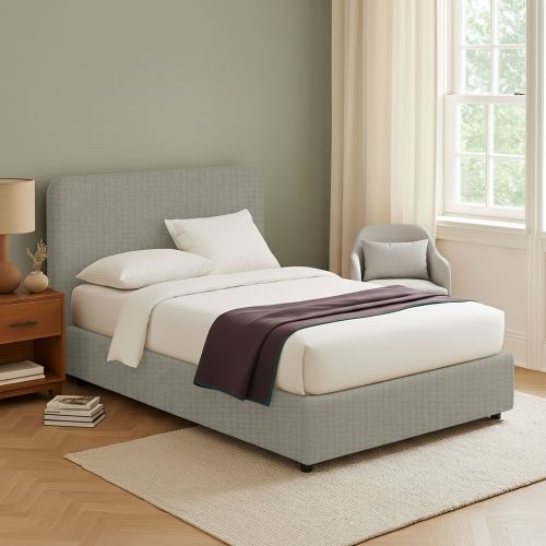 Letto Matrimoniale Grigio Sabbia Sfoderabile Contenitore, Dimensione Materasso 160x190 cm Made in Italy - Issime
