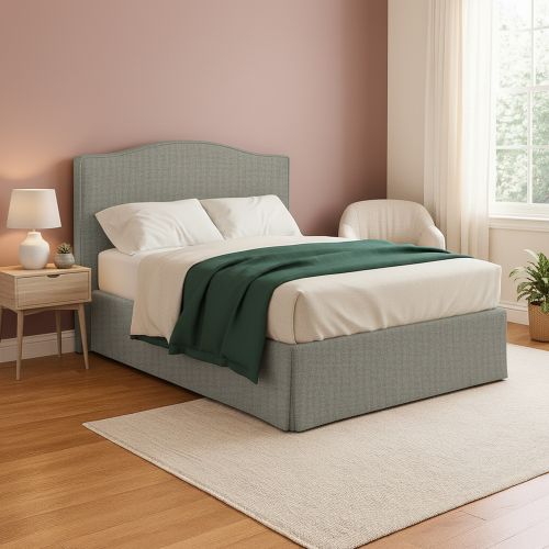 Letto Matrimoniale Grigio Sabbia Sfoderabile Contenitore, Dimensione Materasso 160x190 cm Made in Italy - Turania