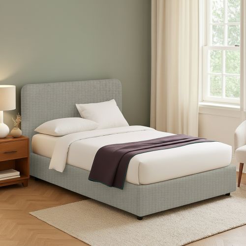 Letto Matrimoniale Grigio Sabbia Sfoderabile Contenitore, Dimensione Materasso 160x200 cm Made in Italy - Argentina