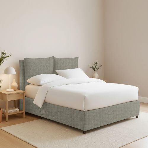 Letto Matrimoniale Grigio Sabbia Sfoderabile Contenitore, Dimensione Materasso 160x200 cm Made in Italy - Davoli