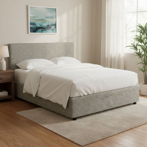 Letto Matrimoniale Grigio Sabbia Sfoderabile Contenitore, Dimensione Materasso 160x200 cm Made in Italy - Frinco