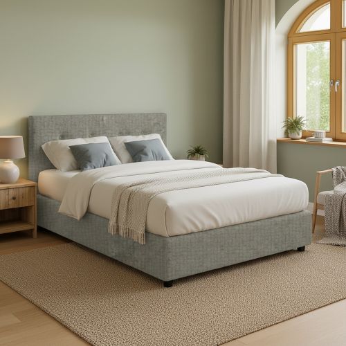 Letto Matrimoniale Grigio Sabbia Sfoderabile Contenitore, Dimensione Materasso 160x200 cm Made in Italy - Melilli