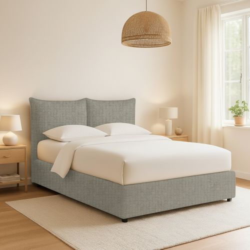 Letto Matrimoniale Grigio Sabbia Sfoderabile Contenitore, Dimensione Materasso 160x200 cm Made in Italy - Orino