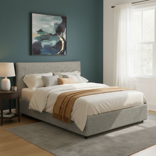 Letto Matrimoniale Grigio Sabbia Sfoderabile Contenitore, Dimensione Materasso 160x200 cm Made in Italy - Peia