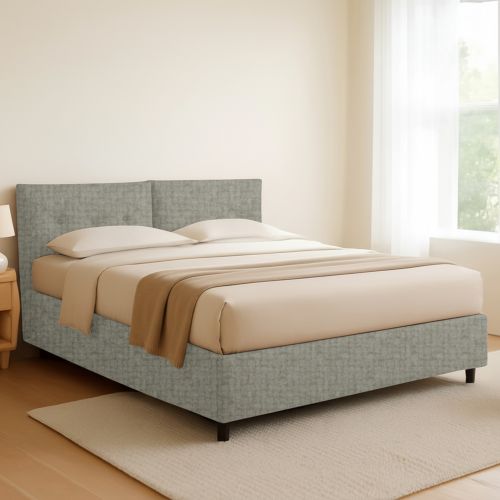 Letto Matrimoniale Grigio Sabbia Sfoderabile Contenitore, Dimensione Materasso 160x200 cm Made in Italy - Rozzone