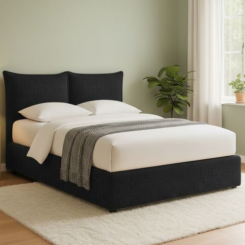 Letto Matrimoniale Grigio Scuro Sfoderabile Contenitore, Dimensione Materasso 160x190 cm - Calcio