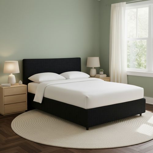 Letto Matrimoniale Grigio Scuro Sfoderabile Contenitore, Dimensione Materasso 160x190 cm - Soliera