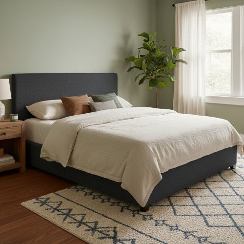 Letto Matrimoniale Grigio Scuro Sfoderabile Contenitore, Dimensione Materasso 160x200 cm - Frinco