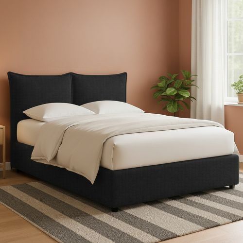 Letto Matrimoniale Grigio Scuro Sfoderabile Contenitore, Dimensione Materasso 160x200 cm - Orino