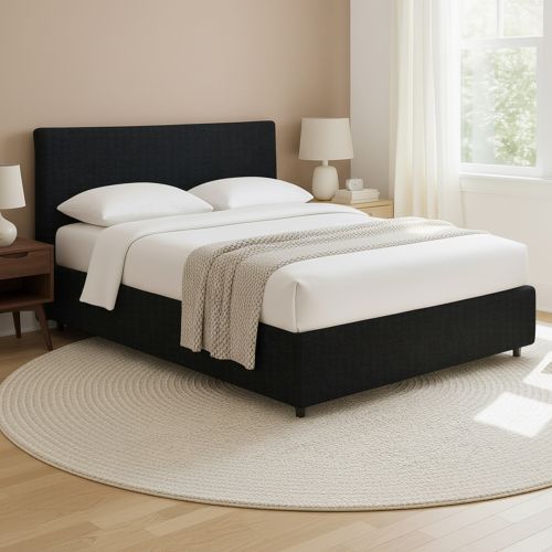 Letto Matrimoniale Grigio Scuro Sfoderabile Contenitore, Dimensione Materasso 160x200 cm - Peia
