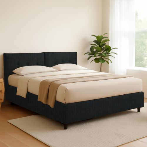 Letto Matrimoniale Grigio Scuro Sfoderabile Contenitore, Dimensione Materasso 160x200 cm - Rozzone