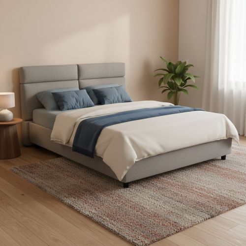 Letto Matrimoniale Grigio Sfoderabile Contenitore, Dimensione Materasso 160x190 cm Made in Italy - Alcatron