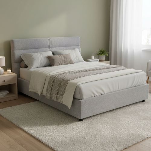 Letto Matrimoniale Grigio Sfoderabile Contenitore, Dimensione Materasso 160x200 cm Made in Italy - Briaglia