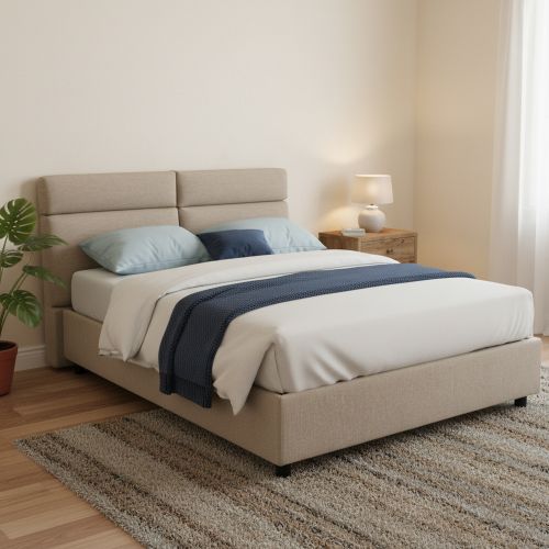 Letto Matrimoniale Grigio Tortora- Materasso Incluso Sfoderabile, Contenitore Made in Italy - Annus