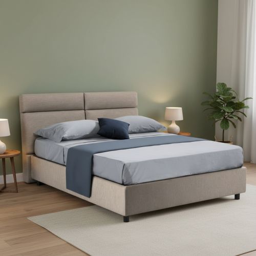 Letto Matrimoniale Grigio Tortora- Materasso Incluso Sfoderabile, Contenitore Made in Italy - Asica
