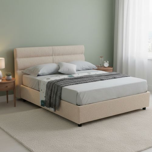 Letto Matrimoniale Grigio Tortora- Materasso Incluso Sfoderabile, Contenitore Made in Italy - Bedero