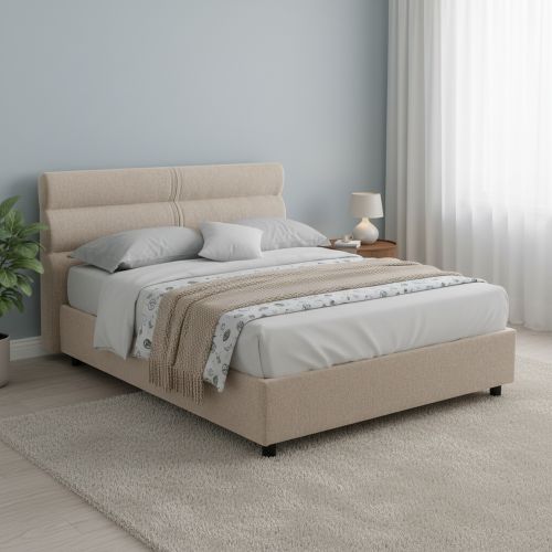 Letto Matrimoniale Grigio Tortora- Materasso Incluso Sfoderabile, Contenitore Made in Italy - Briatico