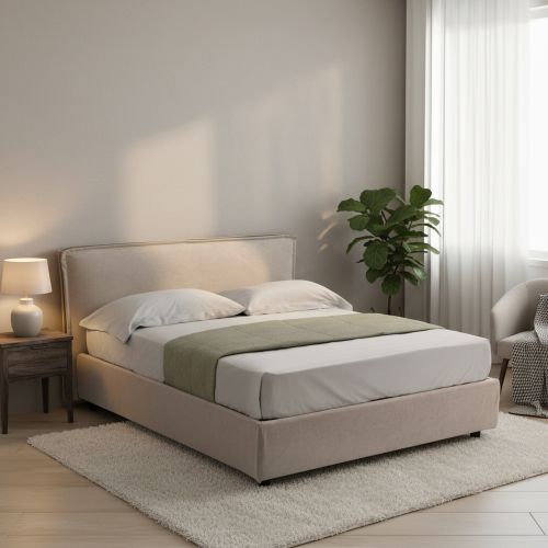 Letto Matrimoniale Grigio Tortora- Materasso Incluso Sfoderabile, Contenitore Made in Italy - Brunate