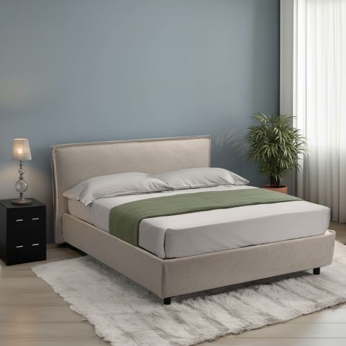 Letto Matrimoniale Grigio Tortora- Materasso Incluso Sfoderabile, Contenitore Made in Italy - Bruzolo
