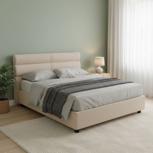 Letto Matrimoniale Grigio Tortora- Sfoderabile Contenitore, Dimensione Materasso 160x190 cm Made in Italy - Brienno