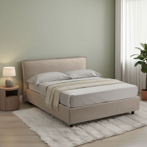 Letto Matrimoniale Grigio Tortora- Sfoderabile Contenitore, Dimensione Materasso 160x190 cm Made in Italy - Brolo