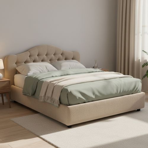 Letto Matrimoniale Grigio Tortora- Sfoderabile Contenitore, Dimensione Materasso 160x200 cm Made in Italy - Aly