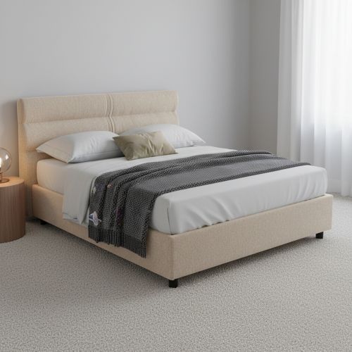 Letto Matrimoniale Grigio Tortora- Sfoderabile Contenitore, Dimensione Materasso 160x200 cm Made in Italy - Briaglia