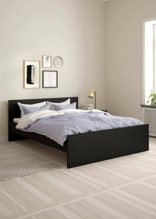 Letto matrimoniale Hortense, Sommier per camera da letto, Giroletto per stanza, Struttura porta materasso, 166x207 h80 cm, Nero