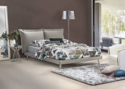 Letto matrimoniale Ludovica, Letto fisso in tessuto con piedini, 100% Made in Italy, adatto per materasso 160x190 cm, Grigio