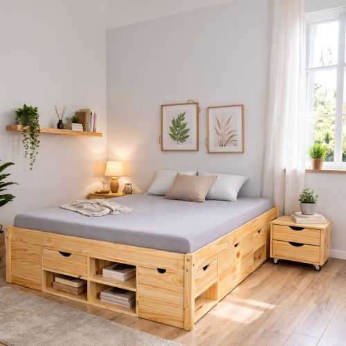 Letto Matrimoniale Marrone, - Ligosullo