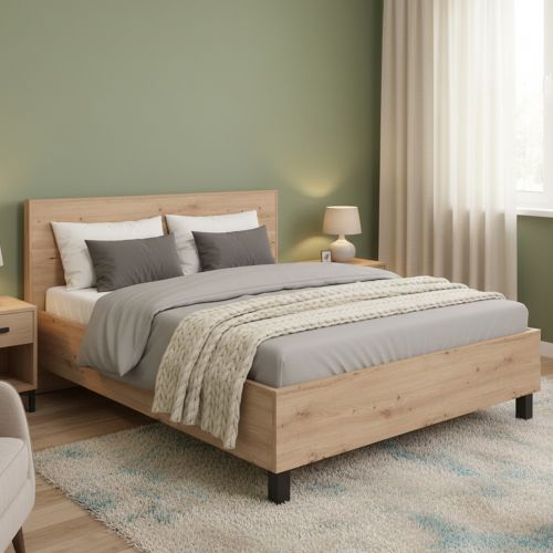 Letto Matrimoniale Marrone Rovere Nodi Dimensione Materasso 160x200 cm Peso Supportato 200 kg, Matrimoniale - Coazze