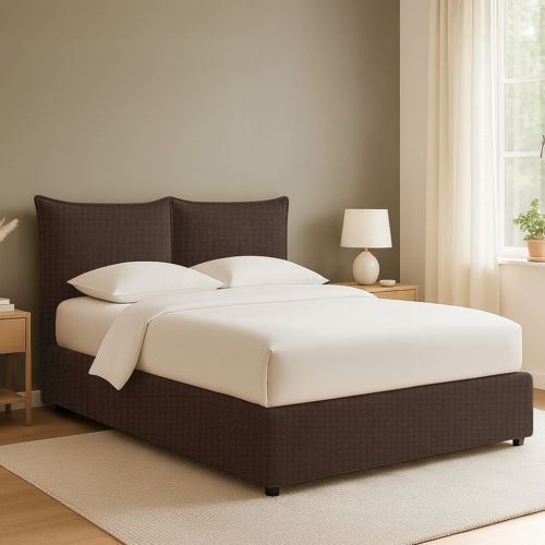 Letto Matrimoniale Marrone Sfoderabile Contenitore, Dimensione Materasso 160x190 cm - Calcio